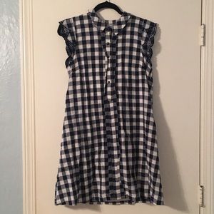 Navy and White Checkered Anthro Dress